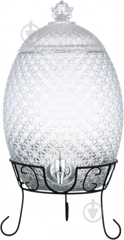 Емкость для напитков Maxmark Рineapple 10 л с крышкой и краном на металлической подставке - фото 1