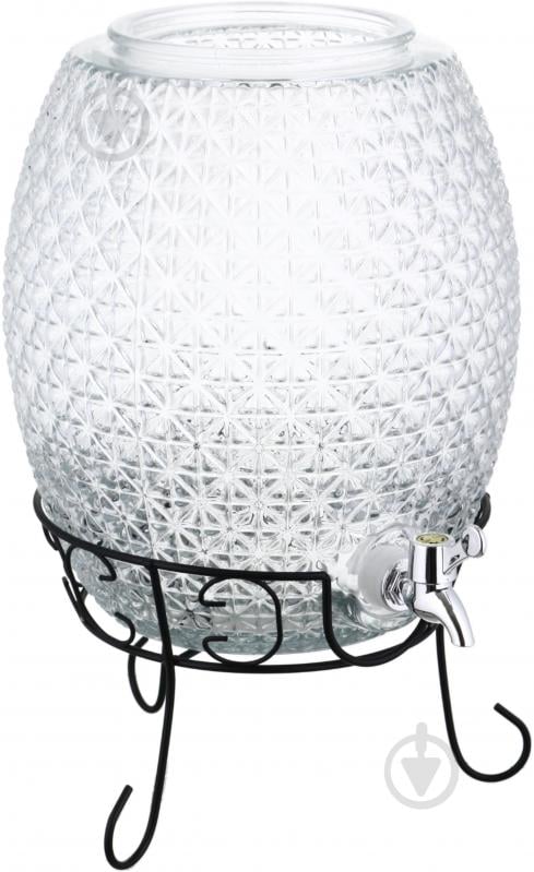 Емкость для напитков Maxmark Рineapple 10 л с крышкой и краном на металлической подставке - фото 3