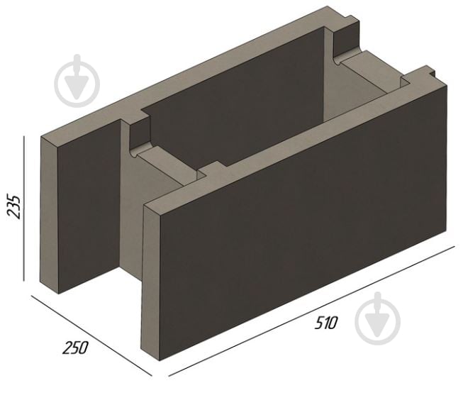 Блок бетонний KOLIZEY 510x250x235 мм - фото 2