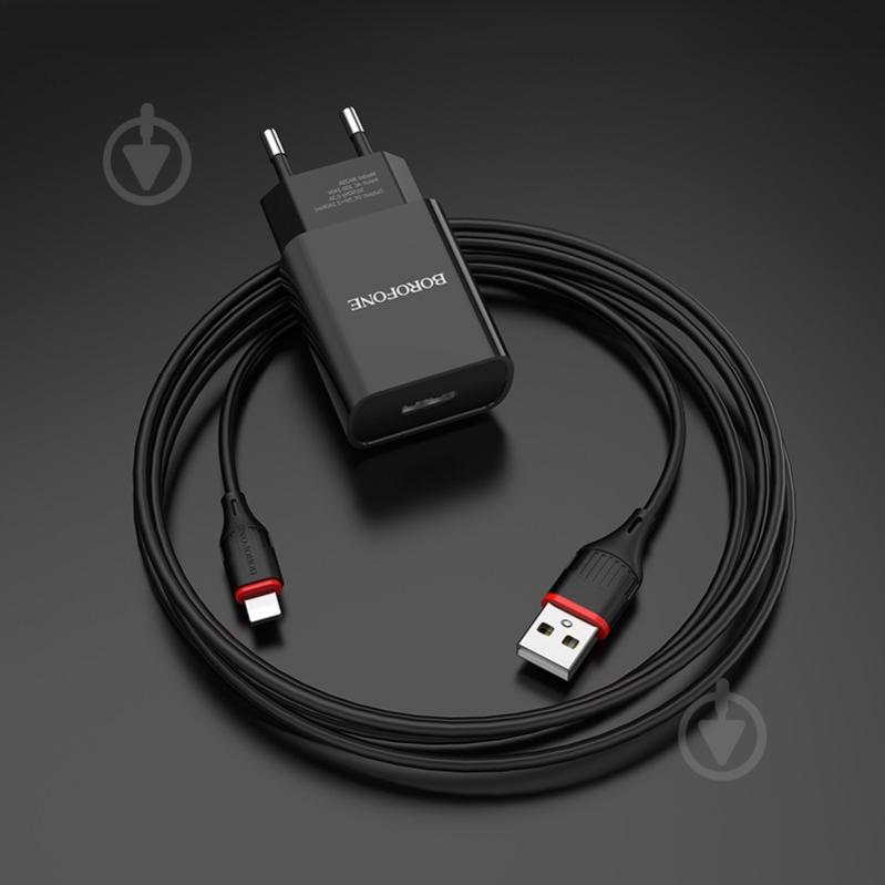 Сетевое зарядное устройство Borofone BA20A Sharp Single Lightning Black (BA20ALB) - фото 5