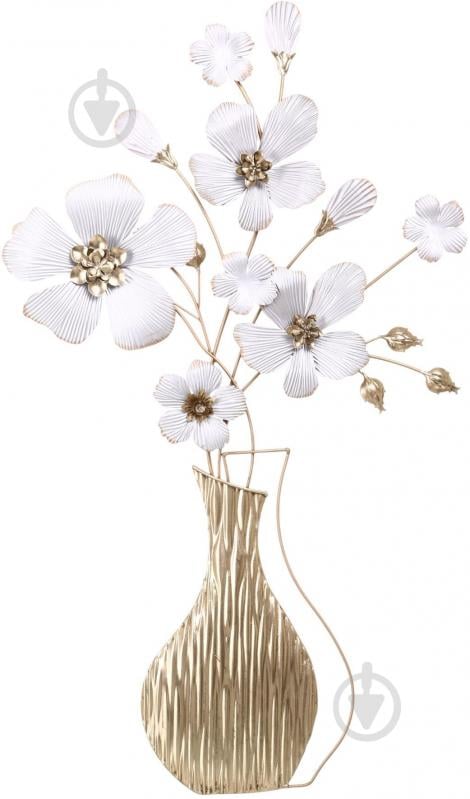 Декор настінний Bouquet 96,5x54,6 см біло-золотистий - фото 1