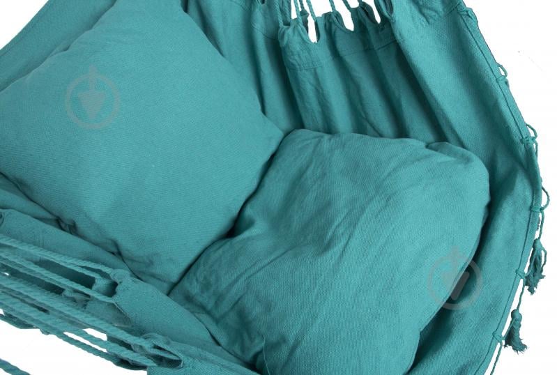 Кресло-гамак UP! (Underprice) с бахромой и подушками 130x100 см бирюзовый - фото 6