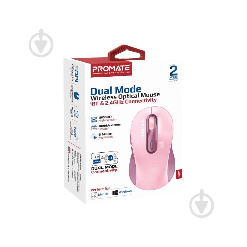 Мышь Promate Ken Wireless pink (ken.pink) - фото 7