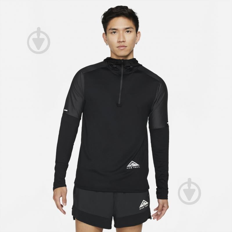 Футболка Nike M NK DF TRAIL ELMT GX HOODIE DD4580-010 р.S чорно-сірий - фото 1