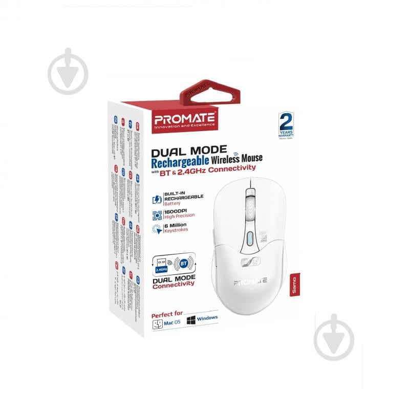 Миша Promate Samo Wireless white (samo.white) - фото 8