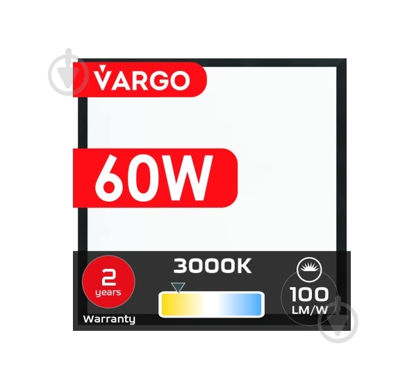 Светодиодная панель VARGO 60 Вт 3000 595х595 IP20 119487 - фото 3