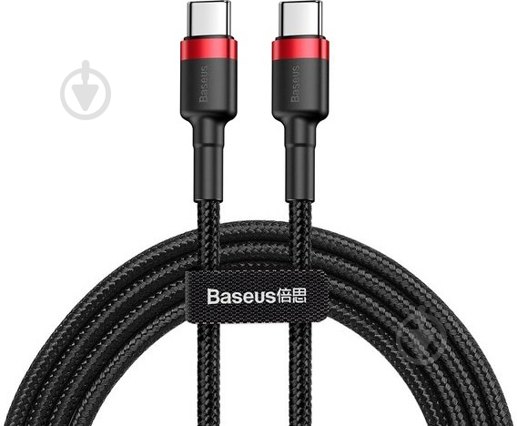 Кабель BASEUS Cafule USB Cable Type-C-Type-C 3A 1 м черный с красным (CATKLF-G91) - фото 2