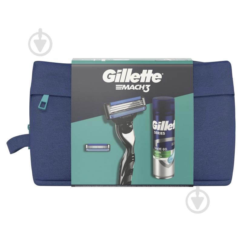 Подарунковий набір для чоловіків Gillette станок Gillette Mach 3 + Гель для гоління 200 мл - фото 2