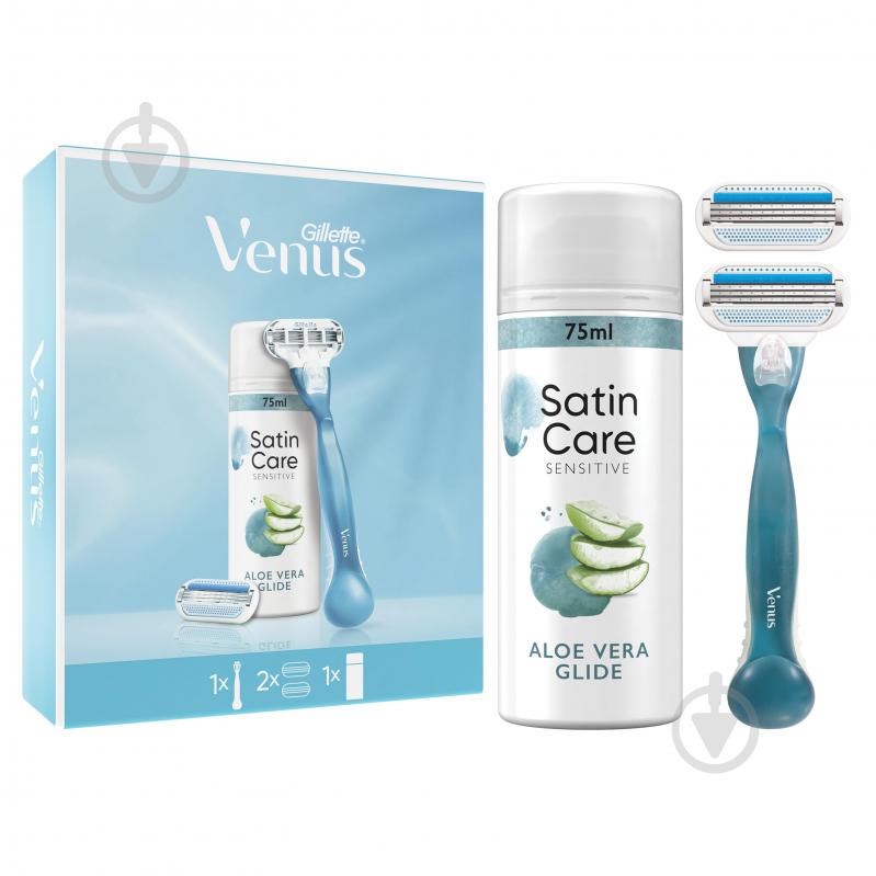 Подарунковий набір для жінок Gillette Venus Smooth Станок для гоління + 2 змінних леза + Гель для гоління - фото 1