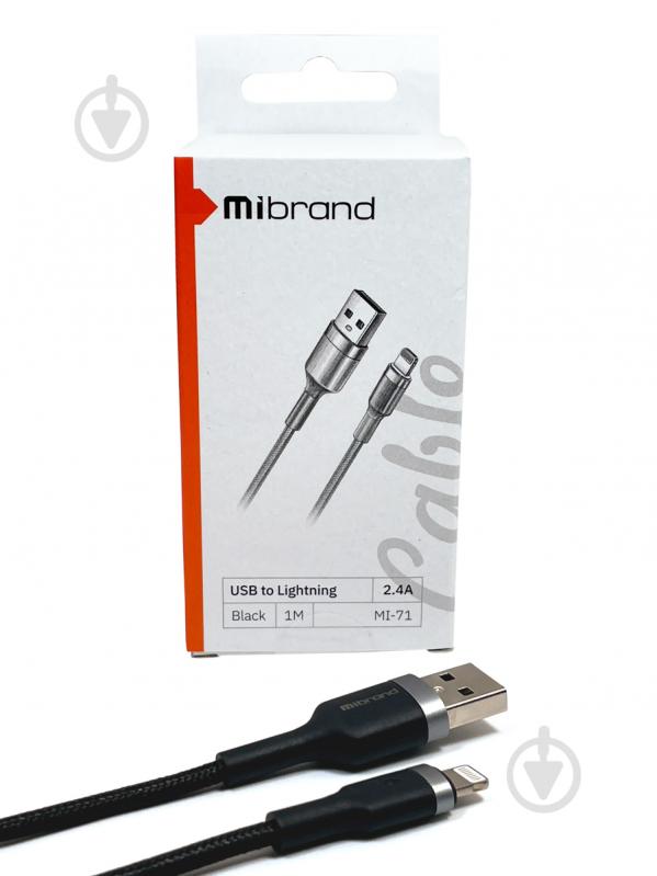 Кабель Mibrand MI-71 USB - Lightning 2.4 A 1 м чорний із сірим (MIDC/71LB) - фото 4