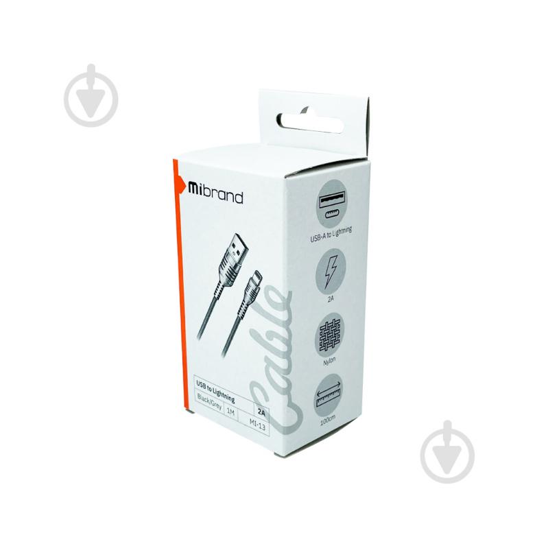 Кабель Mibrand MI-13 Feng World Charging Line USB for Lightning 2A 1 м чорний із сірим (MIDC/13LBG) - фото 3