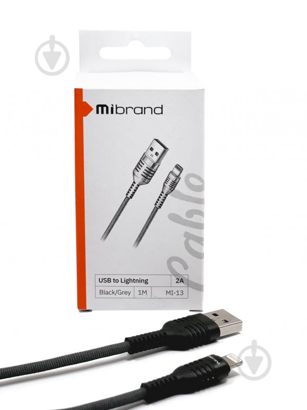 Кабель Mibrand MI-13 Feng World Charging Line USB for Lightning 2A 1 м чорний із сірим (MIDC/13LBG) - фото 4