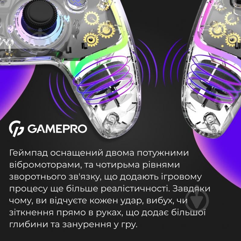 Геймпад бездротовий GamePro GPS13T BT 5.3/USB (PC/iOS/Android/PS3/PS4) RGB Transparent transparent - фото 13