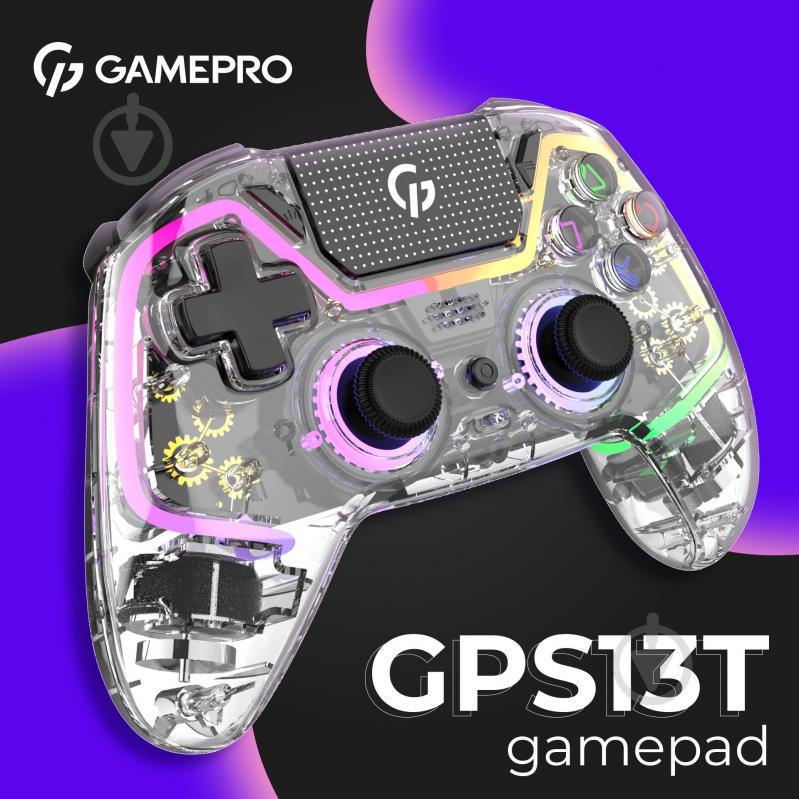 Геймпад бездротовий GamePro GPS13T BT 5.3/USB (PC/iOS/Android/PS3/PS4) RGB Transparent transparent - фото 16