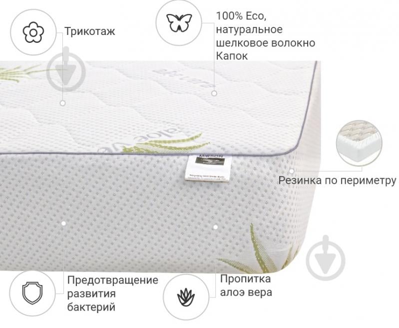 Наматрацник MirSon №1037 Alberto Silk Aloe Vera звичайний з резинкою по периметру 26х100x200 см 2200001506152 - фото 2