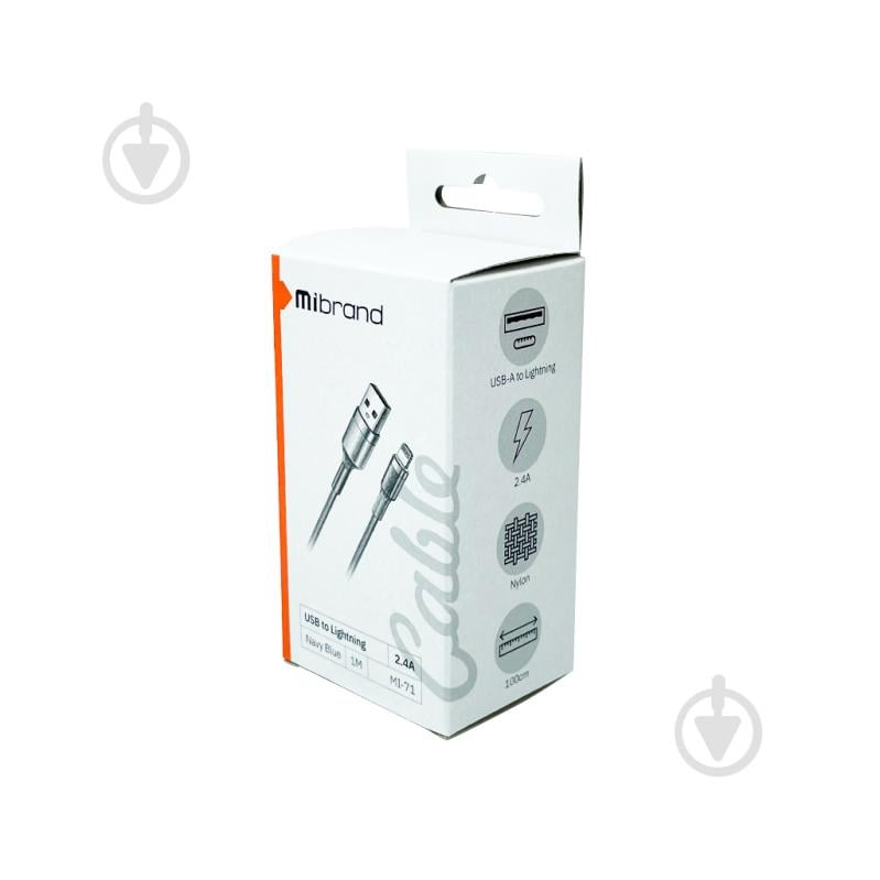 Кабель Mibrand MI-71 Metal Braided Cable USB for Lightning 2.4A 1 м темно-синий (MIDC/71LNB) - фото 3