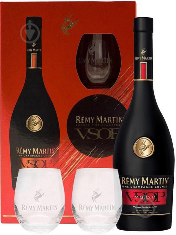 Коньяк Remy Martin VSOP 40% в подарунковій коробці + 2 склянки 0,7 л - фото 1