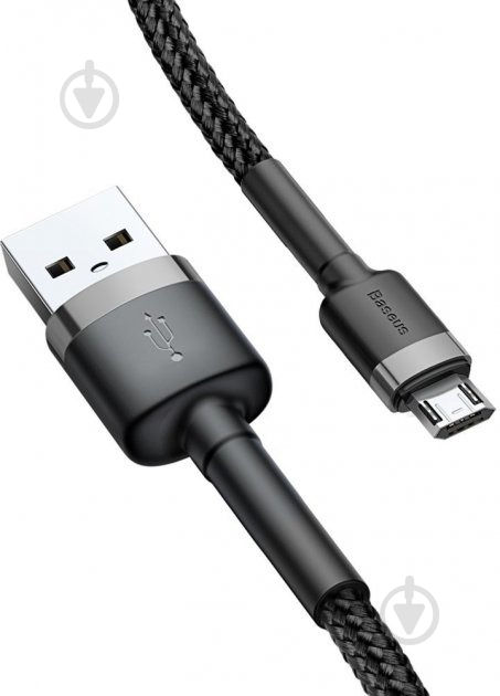 Кабель BASEUS Cafule Cable USB for Micro 2.4A 0,5 м чорний із сірим (CAMKLF-AG1) - фото 2