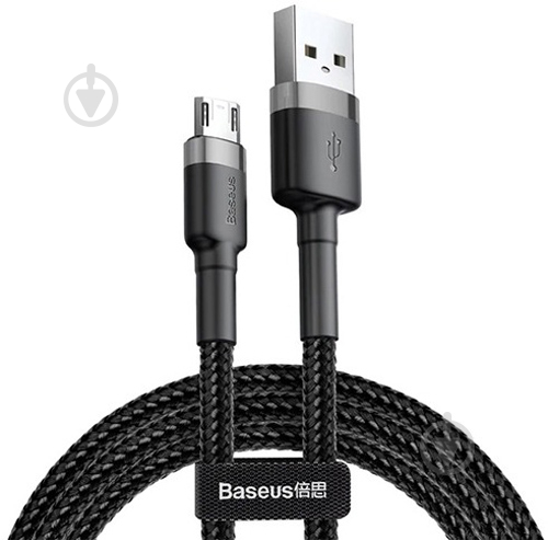 Кабель BASEUS Cafule Cable USB for Micro 2.4A 0,5 м чорний із сірим (CAMKLF-AG1) - фото 1