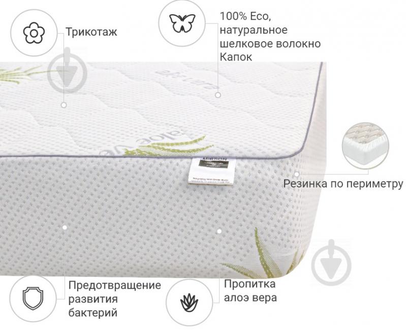 Наматрасник MirSon №1043 Alberto Silk Strong Aloe Vera обычный с резинкой по периметру 26х120x200 см 2200001506398 - фото 2