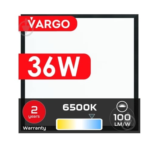 Светодиодная панель VARGO 36 Вт 6500 595х595 IP20 119482 - фото 4