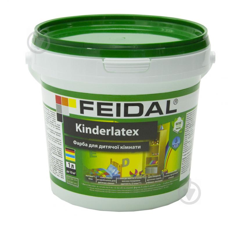 Краска латексная Feidal Kinderlatex мат белый 1 л - фото 1