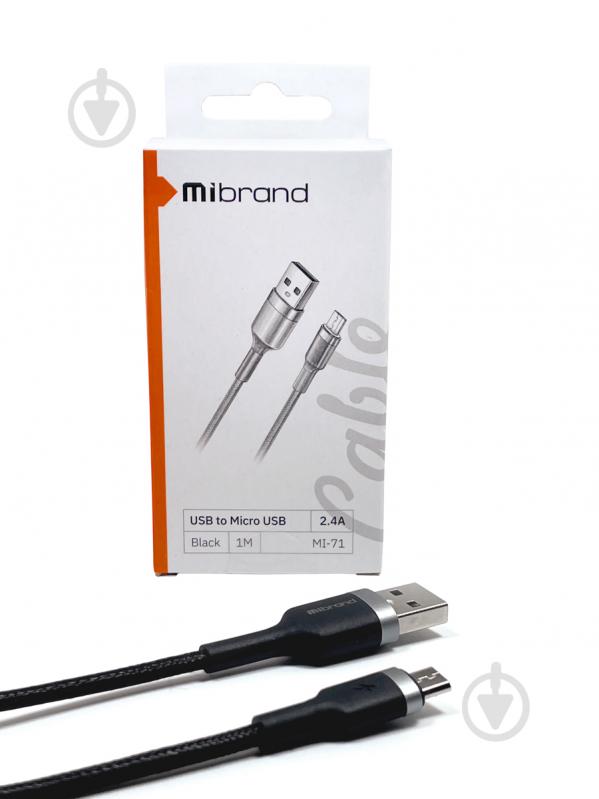 Кабель Mibrand MI-71 Metal Braided Cable USB for Micro 2.4A 1 м чорний (MIDC/71MB) - фото 4