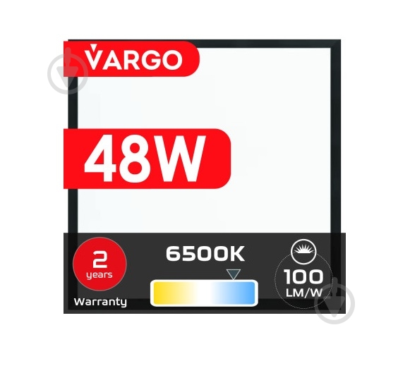 Світлодіодна панель VARGO 48 Вт 6500 595х595 IP20 119486 - фото 4