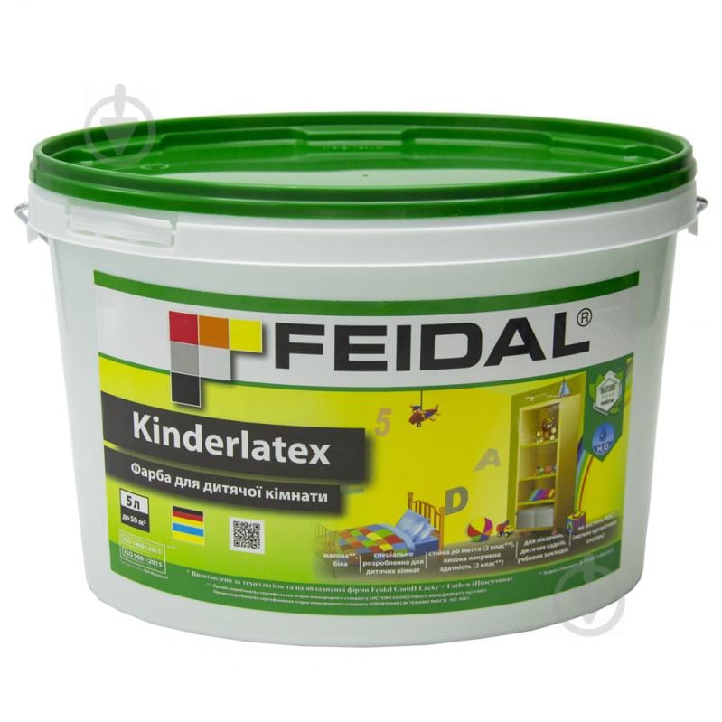 Краска латексная Feidal Kinderlatex мат белый 5 л - фото 1