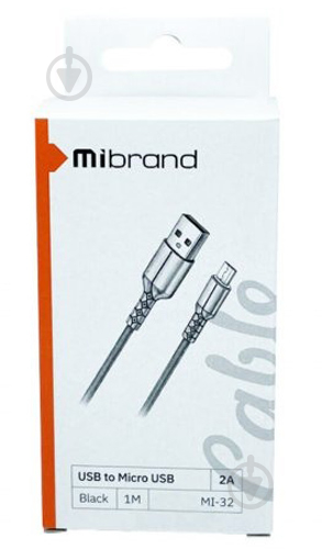 Кабель Mibrand MI-32 Nylon Charging Line USB for Micro 2A 1 м чорний (MIDC/321MB) - фото 2