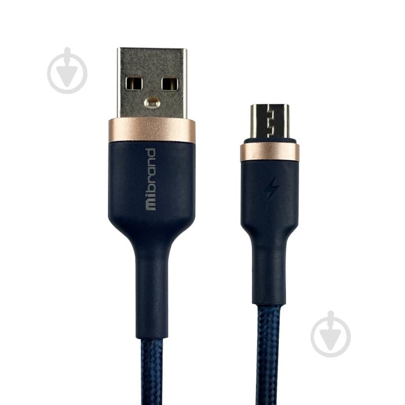 Кабель Mibrand MI-71 Metal Braided Cable USB for Micro 2.4A 1 м темно-синій (MIDC/71MNB) - фото 1