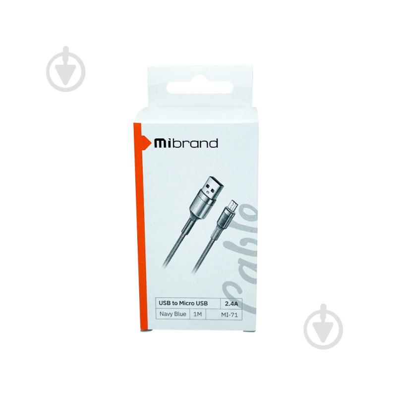 Кабель Mibrand MI-71 Metal Braided Cable USB for Micro 2.4A 1 м темно-синій (MIDC/71MNB) - фото 2