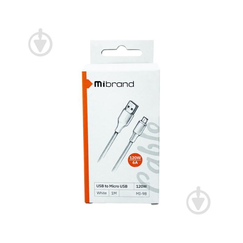 Кабель Mibrand MI-98 PVC Tube Cable USB for Micro 120W 1 м білий (MIDC/98MW) - фото 2