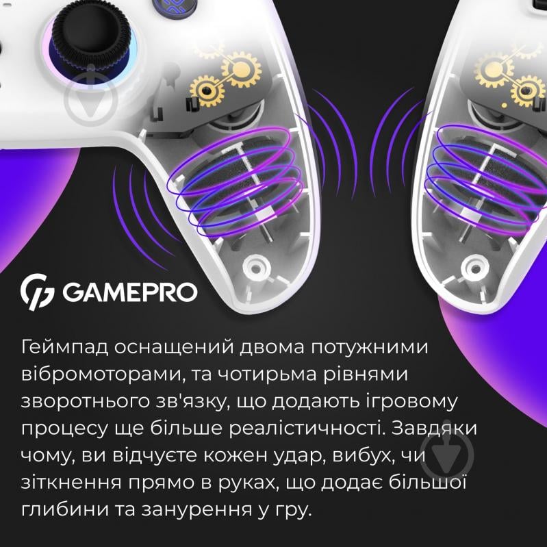 Геймпад бездротовий GamePro GPS13W BT 5.3/USB (PC/iOS/Android/PS3/PS4) RGB white - фото 13