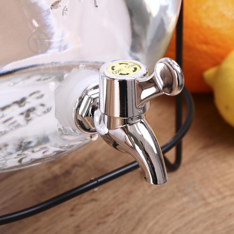 Емкость для напитков Water Drops 8 л с крышкой и краном на металлической подставке - фото 7