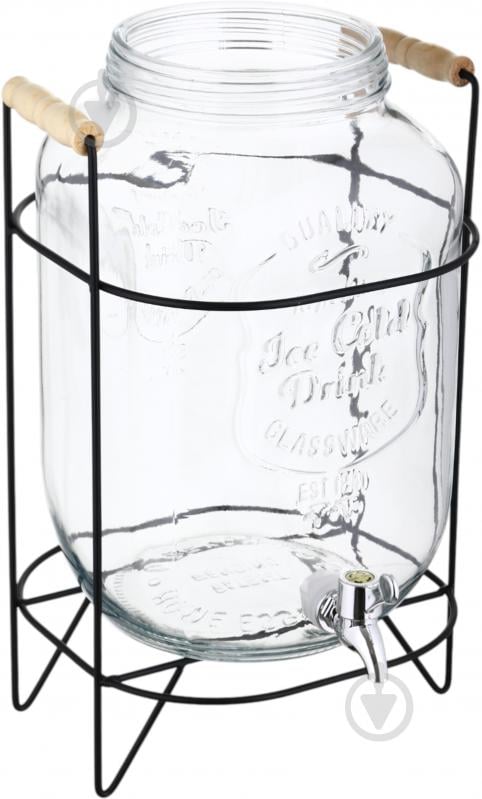 Емкость для напитков Water Drops 8 л с крышкой и краном на металлической подставке - фото 3