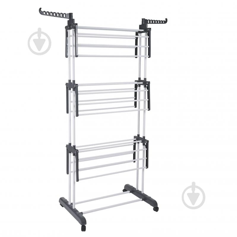 Сушилка для белья Eurohome Florence 22 м трехуровневая, серая - фото 4 Сушилка для белья Eurohome Florence 22 м трехуровневая, серая - фото 4