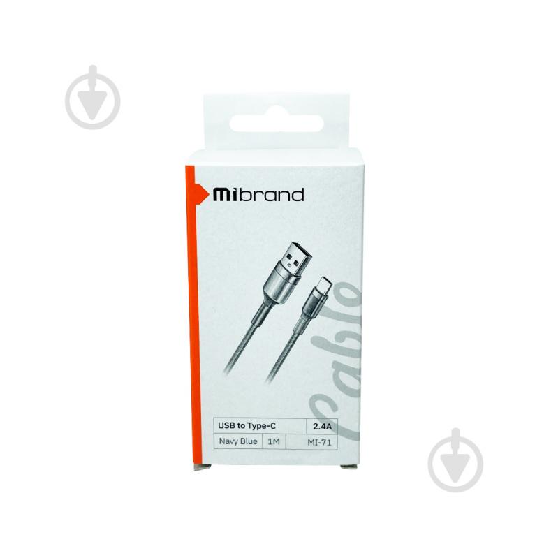 Кабель Mibrand MI-71 Metal Braided Cable USB for Type-C 2.4A 1 м темно-синій (MIDC/71TNB) - фото 2