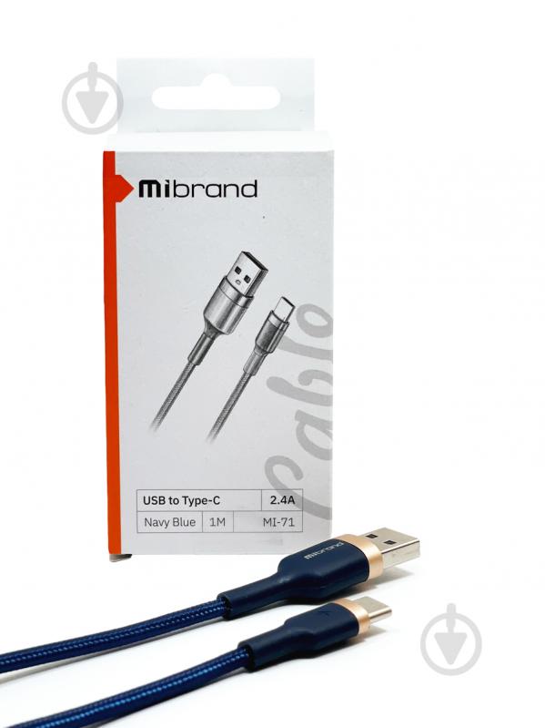 Кабель Mibrand MI-71 Metal Braided Cable USB for Type-C 2.4A 1 м темно-синій (MIDC/71TNB) - фото 4