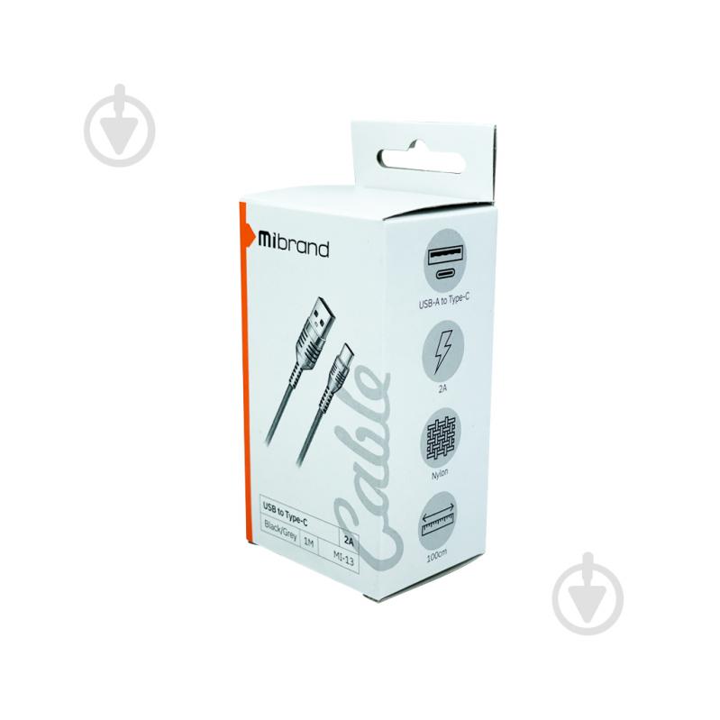 Кабель Mibrand MI-13 Feng World Charging Line USB for Type-C 2A 1 м чорний із сірим (MIDC/13TBG) - фото 3