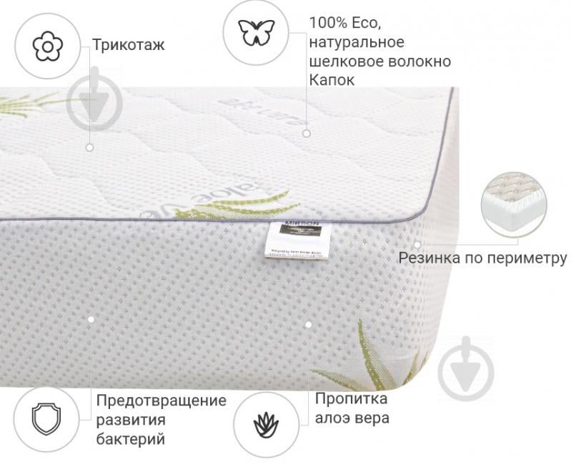 Наматрасник MirSon №1037 Alberto Silk Aloe Vera обычный с резинкой по периметру 26х200x220 см 2200001507357 - фото 2