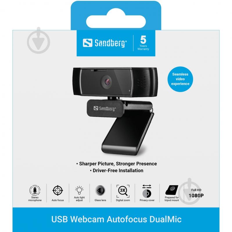 Веб-камера Sandberg Autofocus DualMic (134-38) - фото 6 Веб-камера Sandberg Autofocus DualMic (134-38) - фото 6