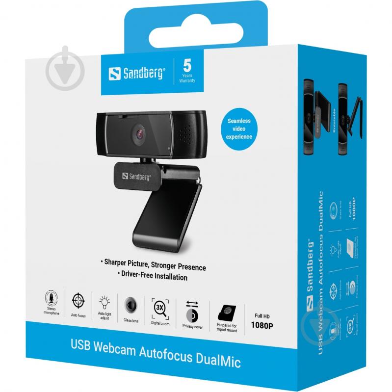 Веб-камера Sandberg Autofocus DualMic (134-38) - фото 7 Веб-камера Sandberg Autofocus DualMic (134-38) - фото 7