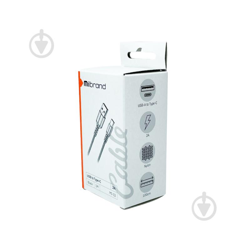 Кабель Mibrand MI-32 Nylon Charging Line USB for Type-C 2A 1 м чорний (MIDC/321TB) - фото 3