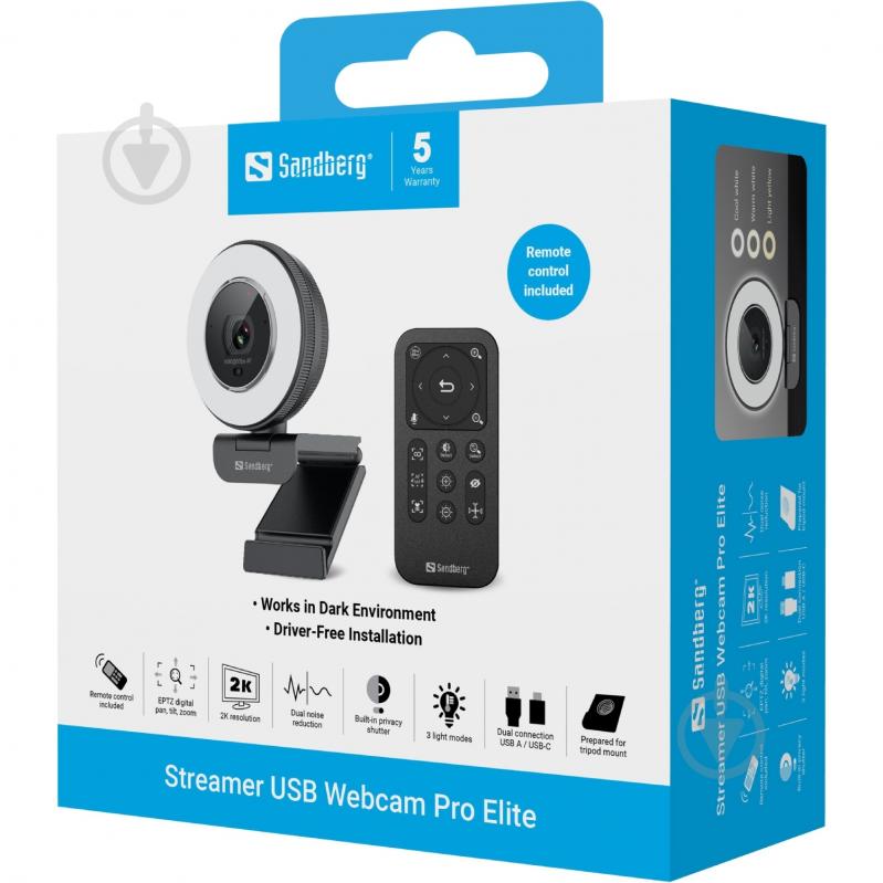 Веб-камера Sandberg Streamer USB Webcam Pro Elite (134-39) - фото 9