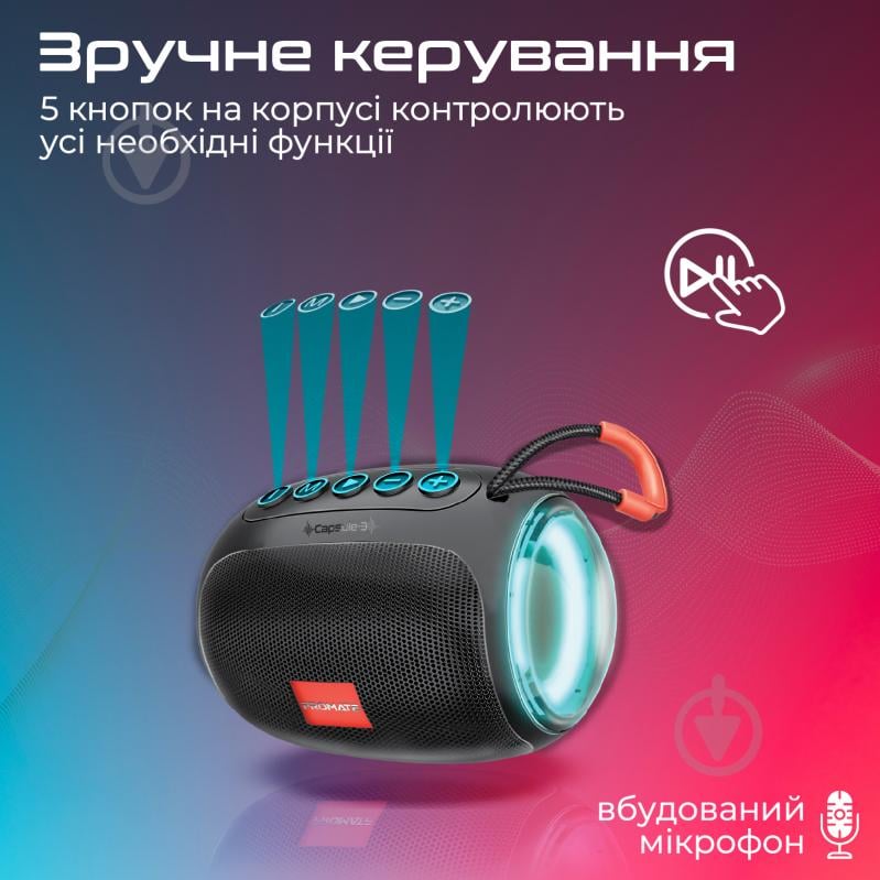 Акустическая система Promate 1.0 black (capsule-3.black) - фото 6