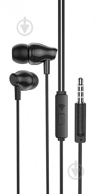 Наушники Borofone BM61 Wanderer universal earphones with mic black (BM61B) - фото 1