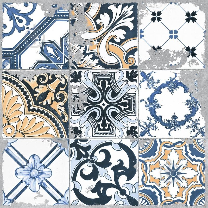 Плитка Golden Tile Beton Art Patchwork grey BA2560 60x60 см - фото 1