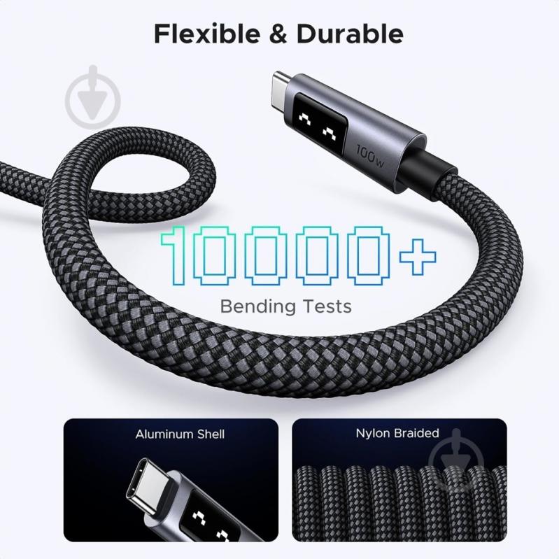 Кабель UGREEN L509 USB 2.0 Type-C M-M 100W 1 м черный (35501) - фото 5