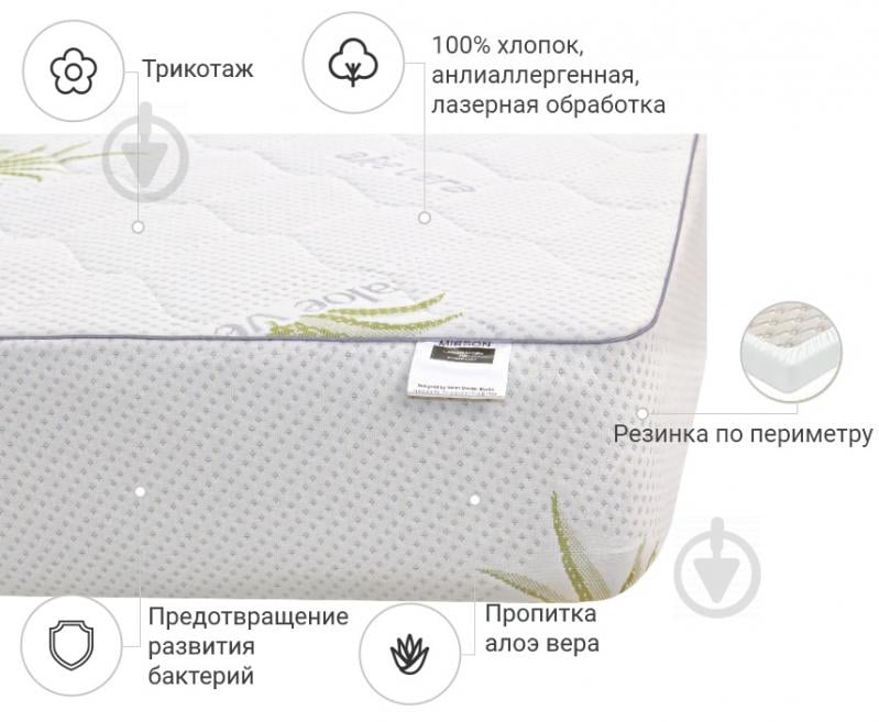 Наматрасник MirSon №1001 Alberto Eco Aloe Vera обычный с резинкой по периметру 26х60x120 см 2200001489738 - фото 2